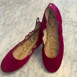 Sam Elderman satin ballet flat in cherry.  Size 10